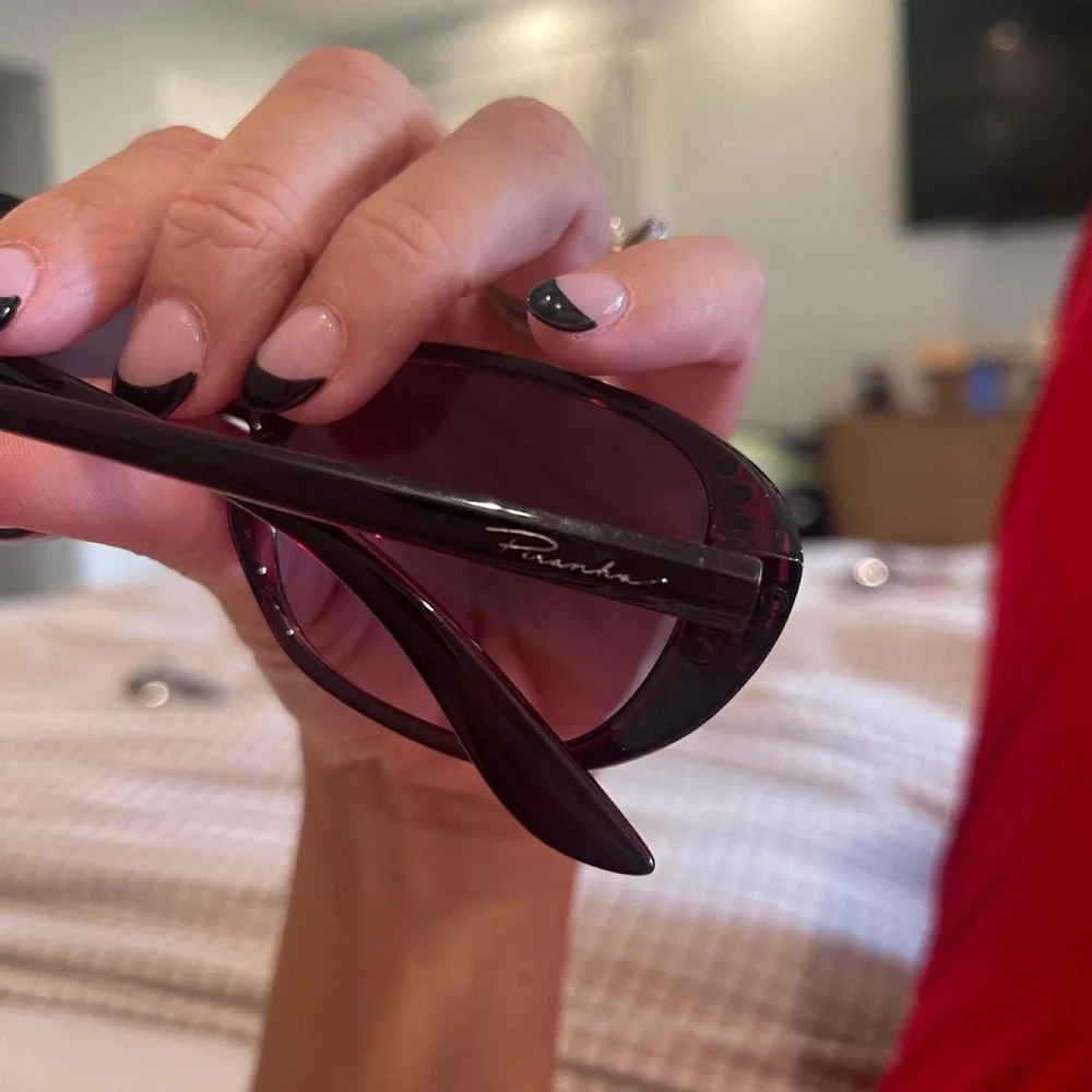 Piranha Rhinestone Burgundy Purple Sunglasses Y2K